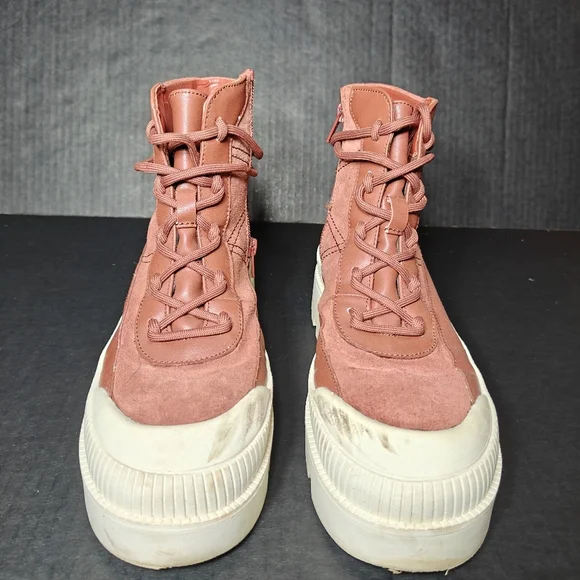 Gianni Bini Wander Lust Lug Sole Platform Bootie Cinnamon Suede LaceUp Zipper 9M - Picture 3 of 11